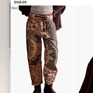 Free People Moxie Printed Low-slung Barrel Jeans